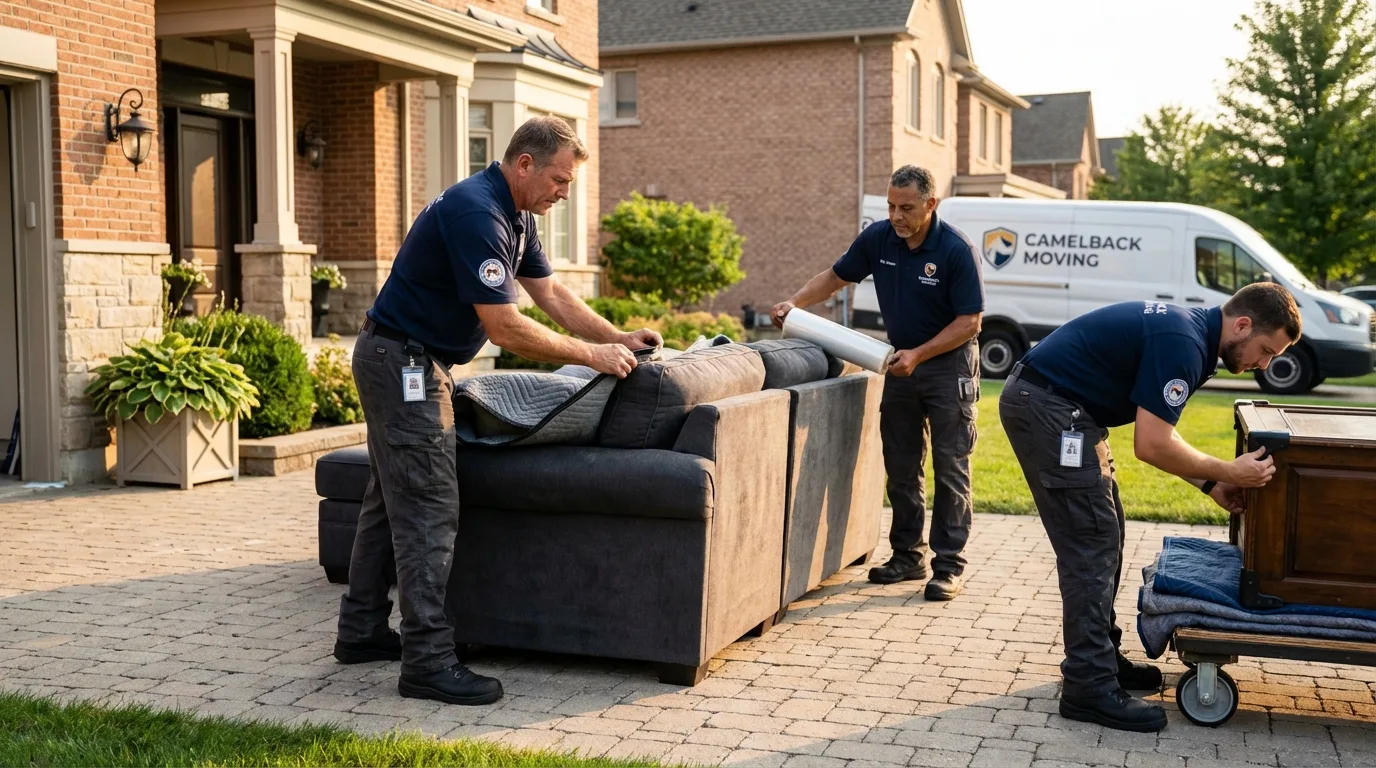 Large estate moving crew wrapping furniture in South Plainfield, NJ